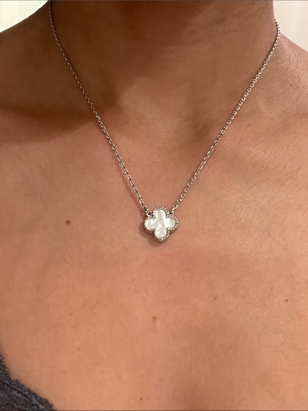 Mother-of-Pearl Clover Pendant Necklace
